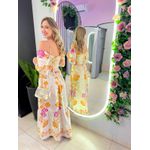 VESTIDO FERNANDA MANGA CURTA LARANJA/ROSA
