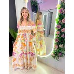 VESTIDO FERNANDA MANGA CURTA LARANJA/ROSA