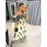 VESTIDO FERNANDA MANGA CURTA OFF/PRETO