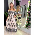 VESTIDO FERNANDA MANGA CURTA OFF/PRETO
