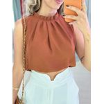 BLUSA CREPE BEATRIZ MARROM