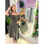 VESTIDO MIDI VIOLETA PRETO/NUDE