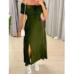 VESTIDO MIDI VIOLETA VERDE MILITAR