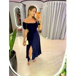VESTIDO MIDI VIOLETA AZUL MARINHO