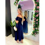 VESTIDO MIDI VIOLETA AZUL MARINHO