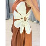 VESTIDO MIDI FLOR AMARRAÇÃO CARAMELO