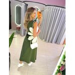 VESTIDO MIDI FLOR AMARRAÇÃO VERDE MILITAR