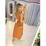 VESTIDO MIDI FLOR AMARRAÇÃO CARAMELO