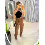 CALÇA CARGO ELASTICO MARROM ESCURO