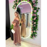 VESTIDO MIDI VIOLETA MARROM ESCURO