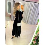 VESTIDO MANGA LONGA VALENTINA PRETO LISO