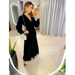 VESTIDO MANGA LONGA VALENTINA PRETO LISO