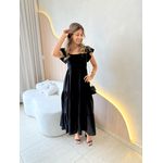 VESTIDO TRICOLINE BABADOS PRETO
