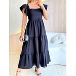 VESTIDO TRICOLINE BABADOS PRETO
