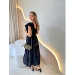 VESTIDO TRICOLINE BABADOS PRETO