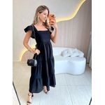 VESTIDO TRICOLINE BABADOS PRETO