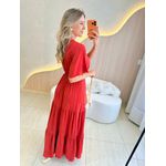 VESTIDO VALENTINA MANGA CURTA TERRACOTA LISO