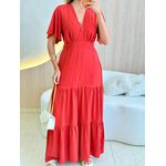 VESTIDO VALENTINA MANGA CURTA TERRACOTA LISO