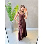 VESTIDO MIDI HELENA MARROM