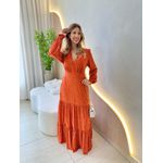 VESTIDO MANGA LONGA VALENTINA TERRA COTA