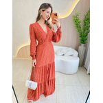 VESTIDO MANGA LONGA VALENTINA TERRA COTA
