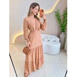VESTIDO MANGA LONGA VALENTINA MARROM