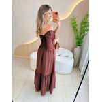 VESTIDO FERNANDA MANGA CURTA MARROM LISO