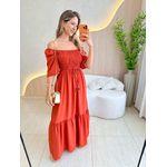 VESTIDO FERNANDA MANGA CURTA TERRACOTA LISO