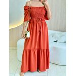 VESTIDO FERNANDA MANGA CURTA TERRACOTA LISO