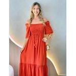 VESTIDO FERNANDA MANGA CURTA TERRACOTA LISO