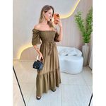 VESTIDO FERNANDA MANGA CURTA VERDE MILITAR