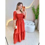 VESTIDO FERNANDA MANGA CURTA TERRACOTA LISO