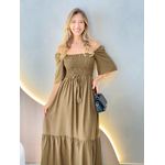 VESTIDO FERNANDA MANGA CURTA VERDE MILITAR