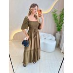 VESTIDO FERNANDA MANGA CURTA VERDE MILITAR
