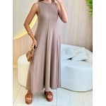 VESTIDO YASMIN CANELADO MARROM CLARO