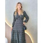 VESTIDO MANGA LONGA VALENTINA PRETO/OFF
