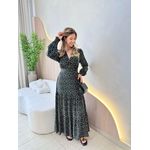 VESTIDO MANGA LONGA VALENTINA PRETO/OFF