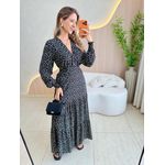 VESTIDO MANGA LONGA VALENTINA PRETO/OFF