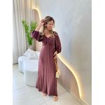 VESTIDO MANGA LONGA SELENA MARROM