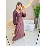 VESTIDO MANGA LONGA SELENA MARROM