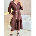 VESTIDO MIDI FLORA POA MARROM