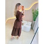 VESTIDO MIDI FLORA POA MARROM