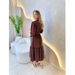 VESTIDO MIDI FLORA POA MARROM