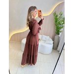 VESTIDO MANGA LONGA VALENTINA MARROM LISO