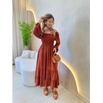 VESTIDO MIDI LUARA MARROM LISO