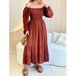 VESTIDO MIDI LUARA MARROM LISO