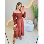 VESTIDO MIDI LUARA MARROM LISO