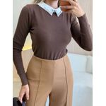 BLUSA MANGA LONGA PEDRARIA MARROM