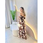 VESTIDO FERNANDA MANGA CURTA MARROM FLORIDO