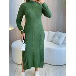 VESTIDO MIDI TRICOT MOUSSE VERDE MUSGO